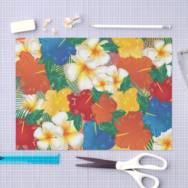 Tropical Hibiscus Flowers Tissue Paper (Craft)