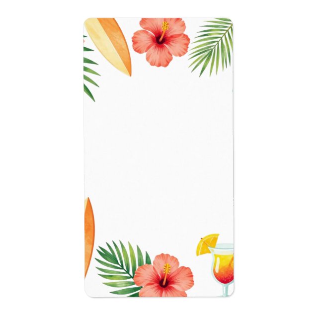 Tropical Hibiscus Frame Aloha Vibes Label (Front)