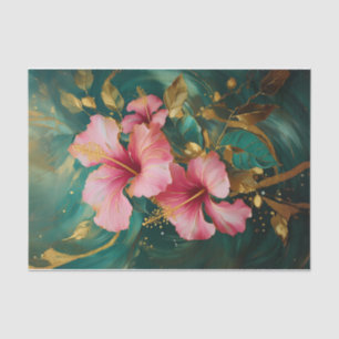 Tropical Hibiscus Garden - Exotic Floral Collage Tissue Paper