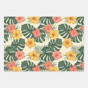 Tropical Hibiscus Garden Wrapping Paper Sheets