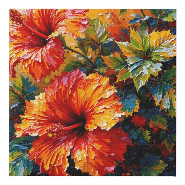 Tropical Hibiscus Glow Wall Art Canvas Print | Vib (Front)