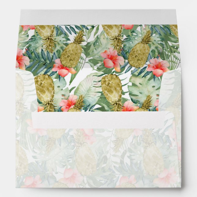 Tropical Hibiscus Gold Pineapples Floral Envelope (Back (Bottom))