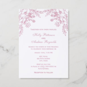 Tropical Hibiscus & Greenery Wedding Couple Letterpress Photo Cards