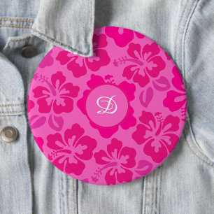 tropical hibiscus hawaii girly floral pattern button