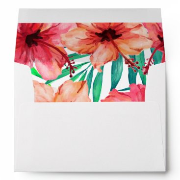 Tropical Hibiscus Hawaiian Beach Wedding Envelope