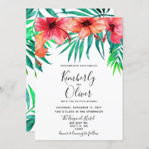 Tropical Hibiscus Hawaiian Beach Wedding Invitation