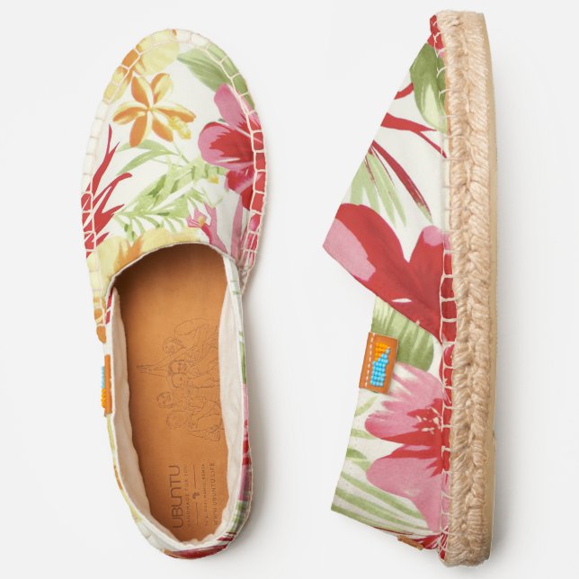 Tropical Hibiscus Hawaiian Floral Fiesta Espadrilles (Side)