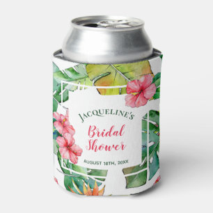 Tropical Hibiscus Hawaiian Luau Bridal Can Cooler