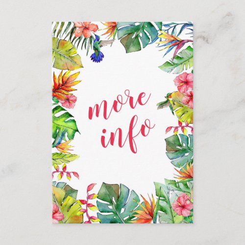 Tropical Hibiscus Hawaiian Wedding Details Enclosure Card