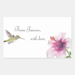 Tropical Hibiscus Hummingbird Label