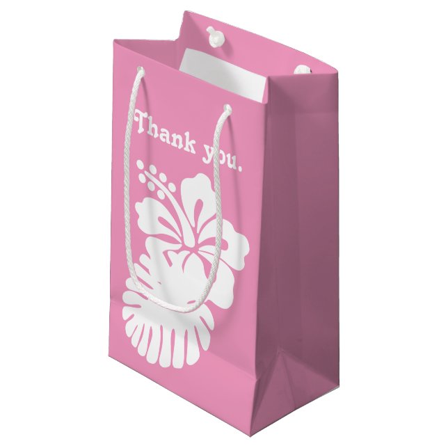 Tropical Hibiscus in Black Gift Bag (Front Angled)