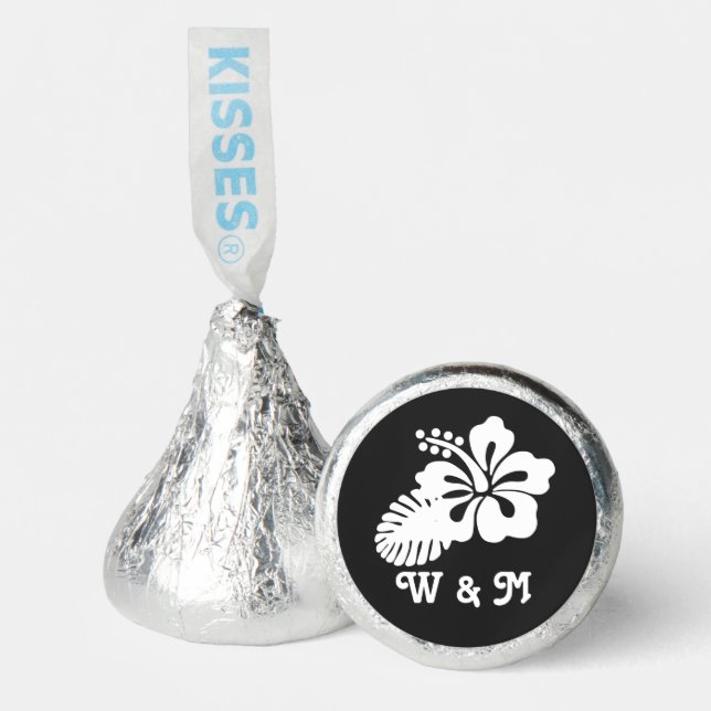 Tropical Hibiscus in Black Hershey's Candy Favors (Front)