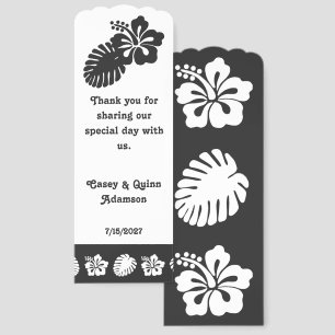 Tropical Hibiscus in Black Wedding Favor Bookmarks