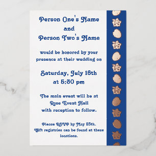Tropical Hibiscus in Blue Foil Invitation