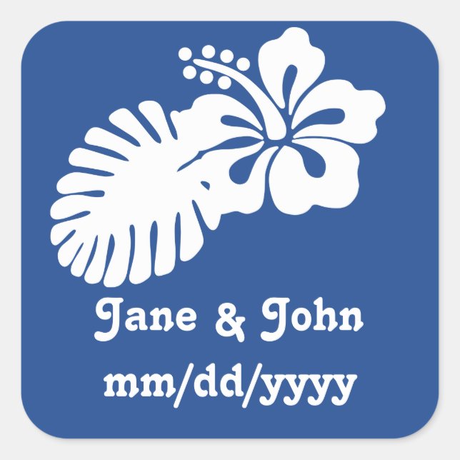 Tropical Hibiscus in Blue Sticker (Front)