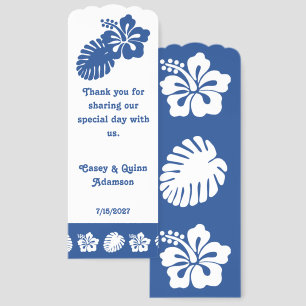 Tropical Hibiscus in Blue Wedding Favor Bookmarks