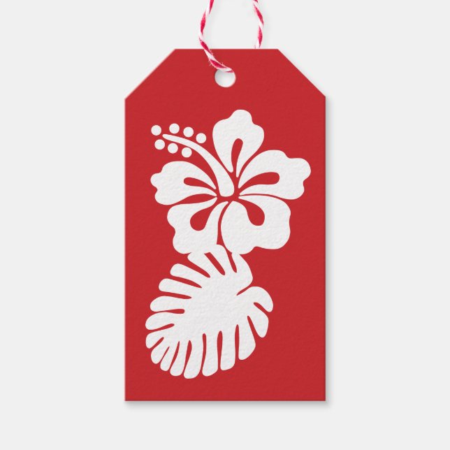 Tropical Hibiscus in Cherry Gift Tag (Front)