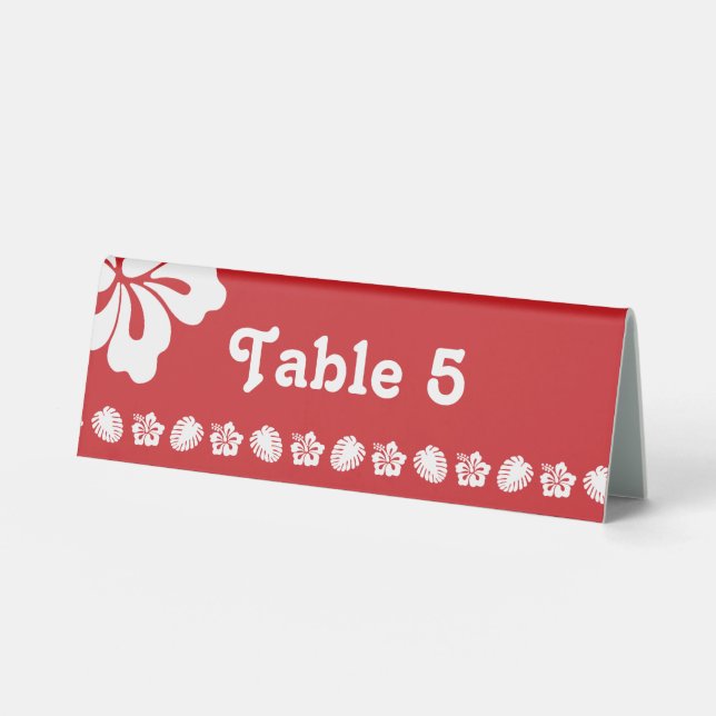Tropical Hibiscus in Cherry Table Tent Sign (Front)