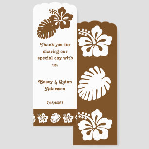 Tropical Hibiscus in Chocolate Wedding Favor Bookmarks