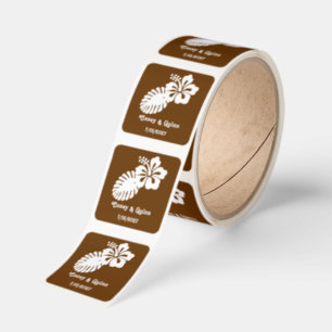 Tropical Hibiscus in Chocolate Wedding Square Sticker