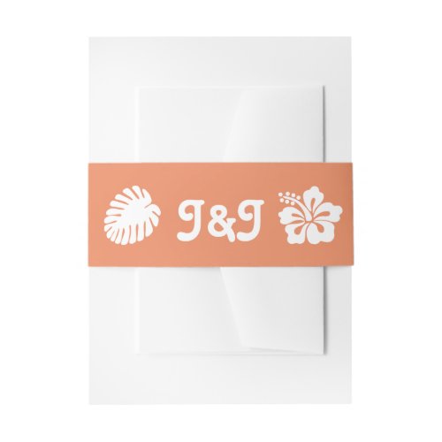 Tropical Hibiscus in Coral Invitation Belly Band