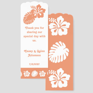 Tropical Hibiscus in Coral Wedding Favor Bookmarks