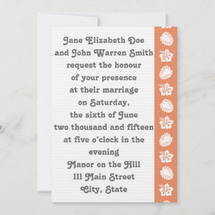 Tropical Hibiscus in Coral Wedding Invitation