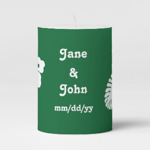 Tropical Hibiscus in Green Pillar Candle