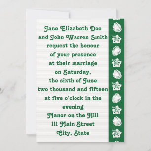 Tropical Hibiscus in Green Wedding Invitation