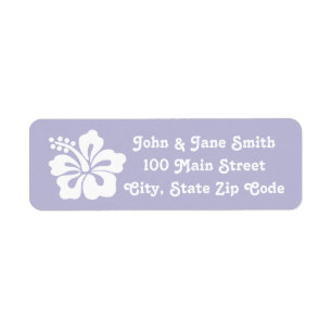 Tropical Hibiscus in Lavender Return Address Label