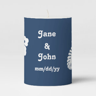 Tropical Hibiscus in Navy  Pillar Candle