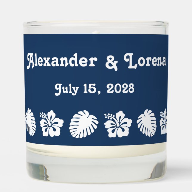 Tropical Hibiscus in Navy Scented Candle (Front)