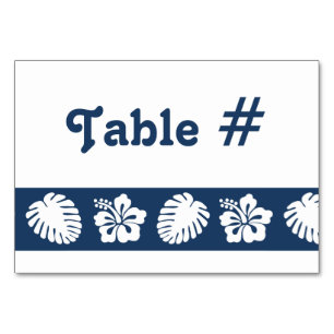 Tropical Hibiscus in Navy Table Card