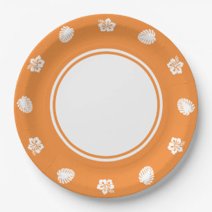 Tropical Hibiscus in Orange Paper Plate