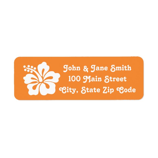 Tropical Hibiscus in Orange Return Address Label (Front)