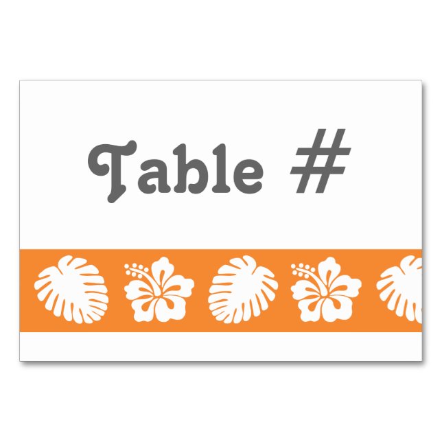 Tropical Hibiscus in Orange Table Card (Front)