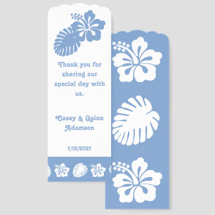 Tropical Hibiscus in Periwinkle Wedding Favor Bookmarks