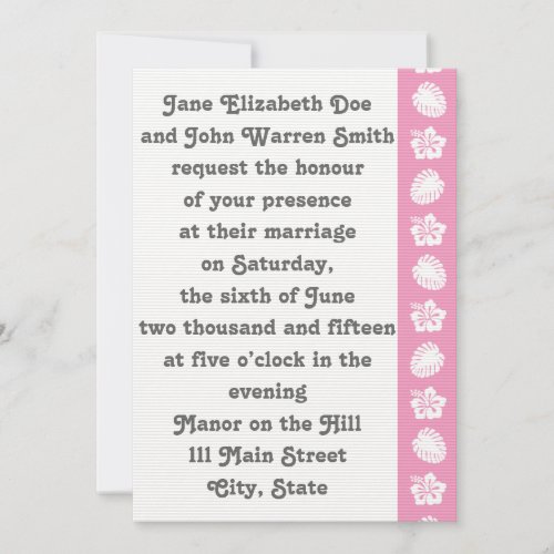 Tropical Hibiscus in Petal Pink Wedding Invitation