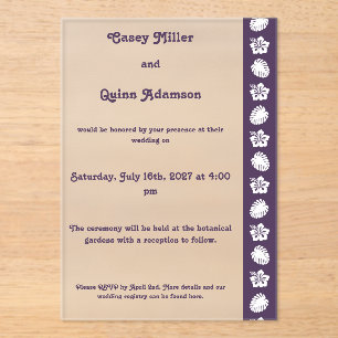 Tropical Hibiscus in Purple Acrylic Wedding Invitations
