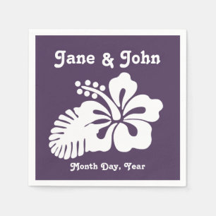 Tropical Hibiscus in Purple Napkins