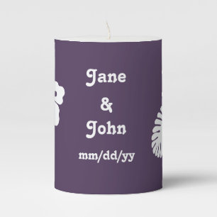 Tropical Hibiscus in Purple Pillar Candle