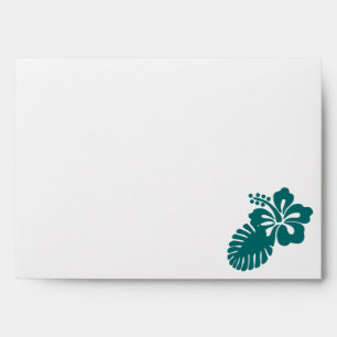 Tropical Hibiscus in Teal Envelopes
