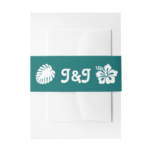 Tropical Hibiscus in Teal Invitation Belly Band