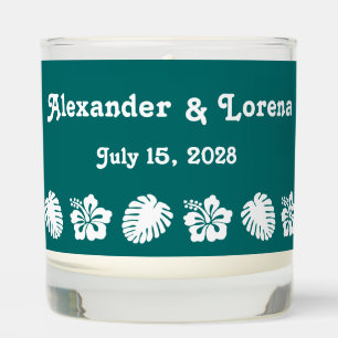 Tropical Hibiscus in Teal Scented Candle