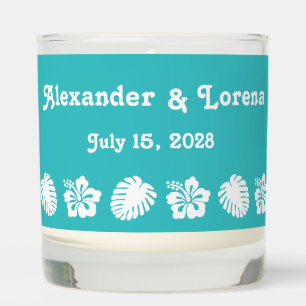 Tropical Hibiscus in Turquoise Scented Candle
