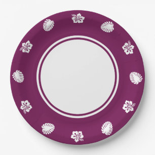 Tropical Hibiscus in Wine Paper Plate