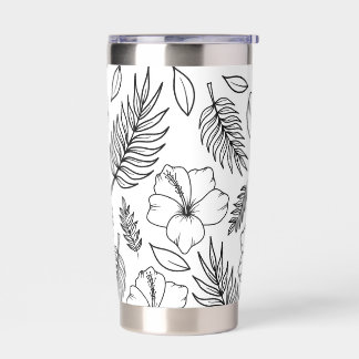 Tropical Hibiscus Line Art Graphic Art Insulated Tumbler