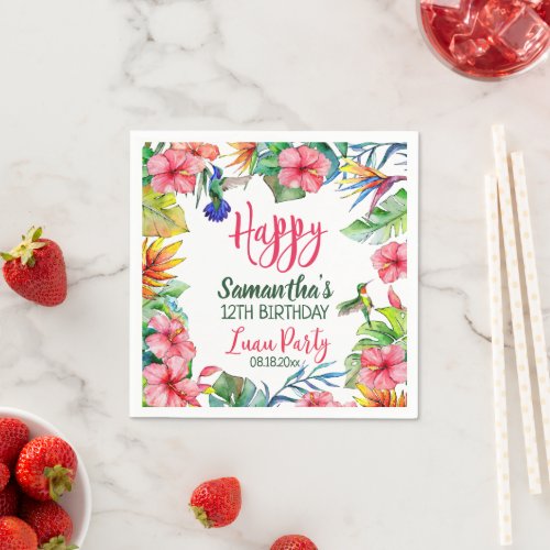 Tropical Hibiscus Luau Hawaiian Birthday Party  Napkins