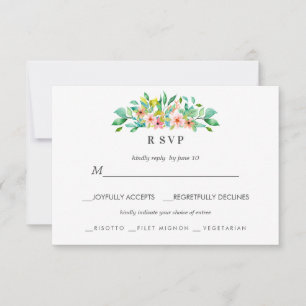 Tropical Hibiscus   LUAU  Wedding RSVP meal choice Card