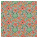 Tropical Hibiscus Monstera Leaf Gray Pattern  Fabric